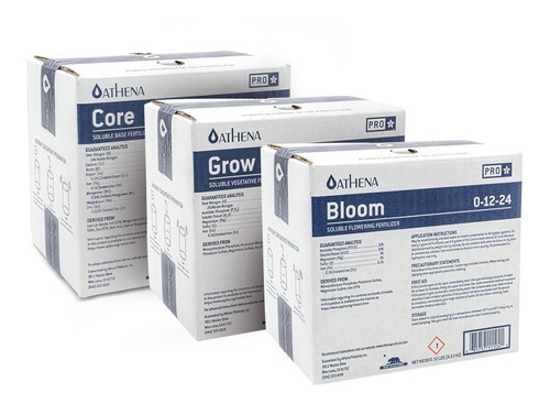 Athena Pro Core Bloom Grow Trio 10lb C/u Soluble Autocultivo
