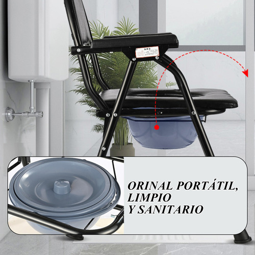 Silla Plegable Para Ancianos, Uso Doble Baño Y Inodoro