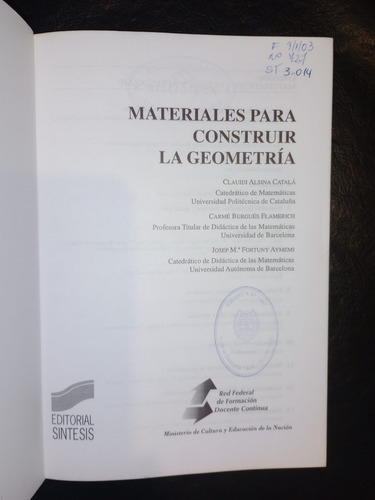 Libro Materiales Para Construir La Geometría Alsina Burgués