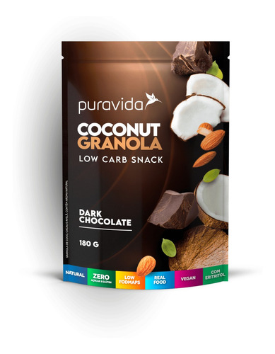 Coconut Granola Dark Chocolate Pura Vida 180g 
