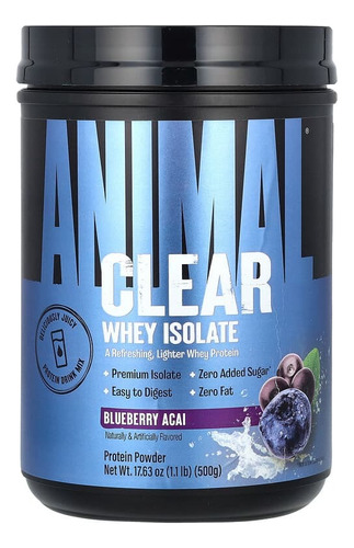 Proteina Animal Clear Whey Isolate 500g Sabor Blueberry Acai