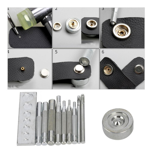 Punch Snap Kit Sujetador A Presión Con Mango De Metal Remach