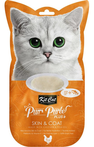 Snack Gato Kit Cat Purr Puree Plus+ Skin & Coat Pollo 60g