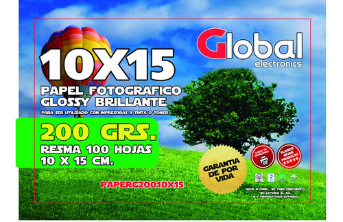Papel Foto Global Glossy 10 X 15 200 Gramos X 1000 Hojas