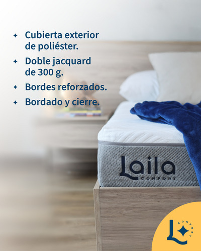 Colchon Matrimonial De Espuma Memory Foam 20cm, Laila Ultra Blanco