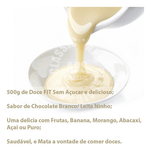 Creme Branco Fit Pote Com 500g Sem Acucar Doce Fit Saudavel Sabor Creme Branco Fit 500g - 03/21