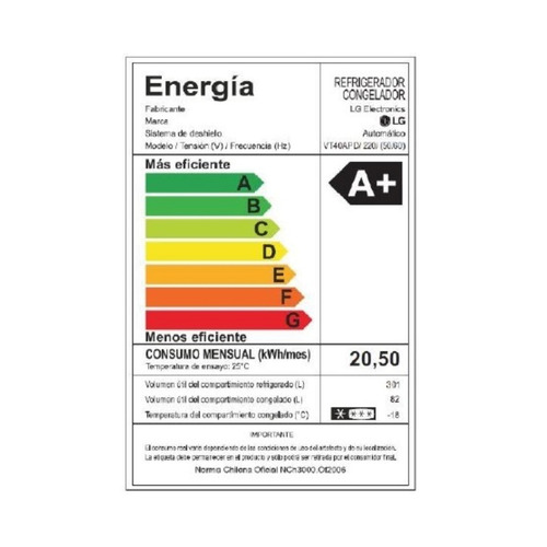 Refrigerador Top Freezer LG Vt40apd Door Cooling 383 Lts