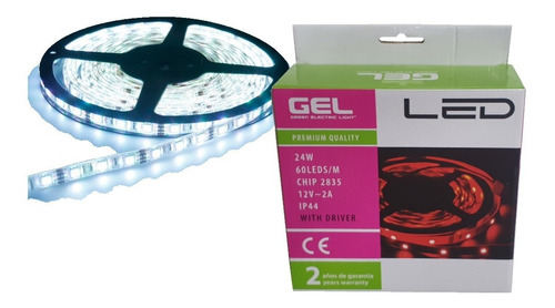 Cinta Led 5mt Rollo 300leds Blanco Con Transformador 12v