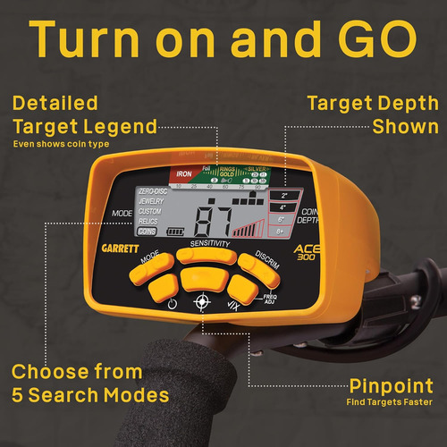 Detector De Metales Garrett Ace 300, Con Accesorios Y Bolsa