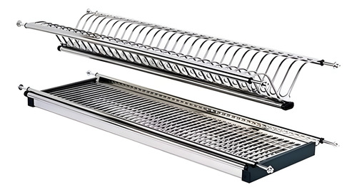 Locero Escurridor Acero Inox 90cm + 4 Topes Magnéticos Negro