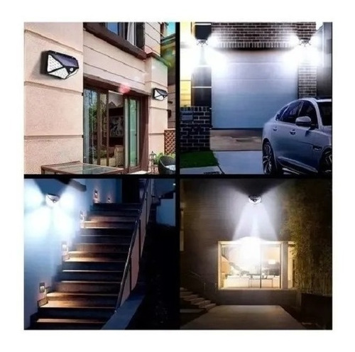 Imagen 3 de 9 de Foco Con Sensor Movimiento Foco Led Solar Exterior 100 Leds
