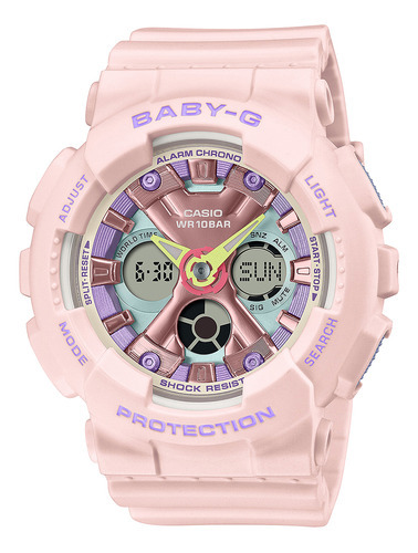 Reloj Mujer Casio Ba-130pm-4adr Baby-g Color de la correa Rosa Color del bisel Rosa Color del fondo Gris
