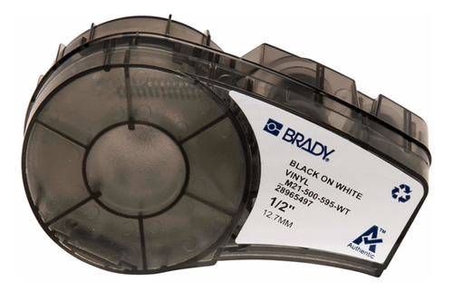 Cinta 1/2 Brady De Vinilo M21-500-595-wt Negro Sobre Blanco