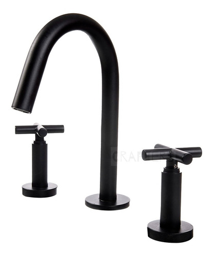 Grifo Para Lavatorio Aqualaf Premium - Doble - Negro Matte