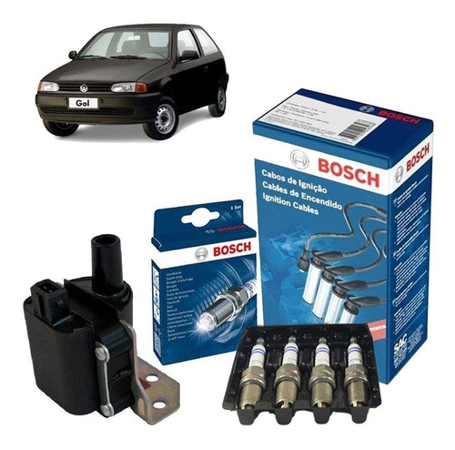 Kit Cabos Velas E Bobina Gol G2 1.8 8v 1997 A 1999 Bosch