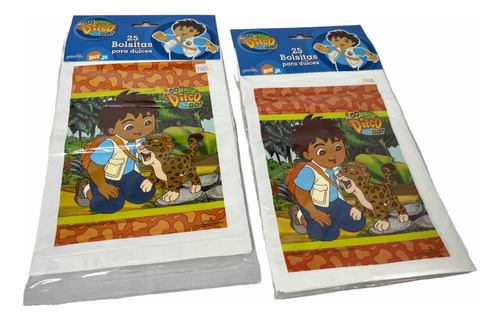 50 Bolsitas Go Diego Go Explorador Bolsa P Dulces Fiesta Gm