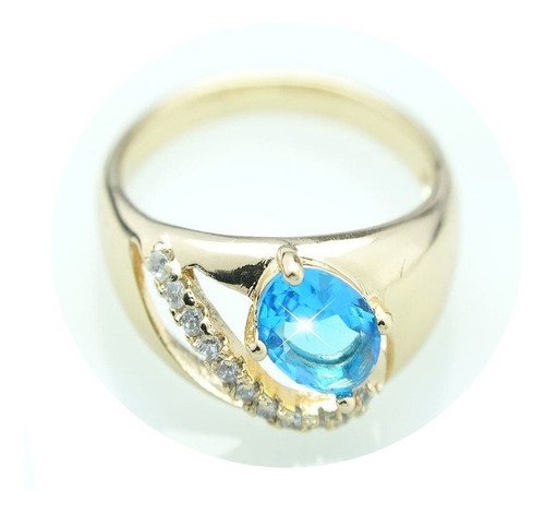 Anillo Oro 18k Novias Mamá Boda Zafiro Azul Compromiso Dama