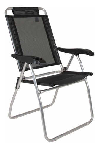 Silla Reclinable 4 Pos Aluminio Boreal Negra