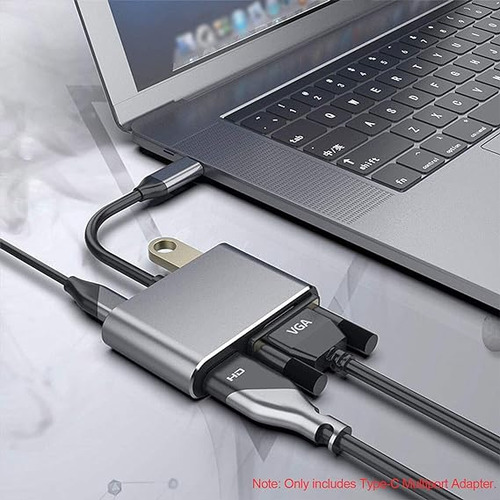 Adaptador Usb Tipo C 4 En 1 A Vga Hd Usb Tipo C Multipuerto