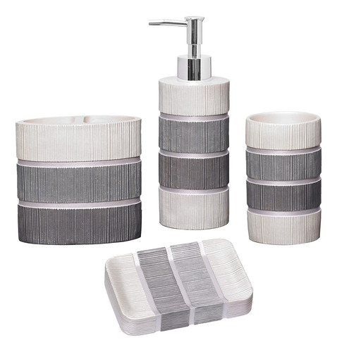 Zahari Home Juego De 4 Accesorios De Baño Modernos De Línea
