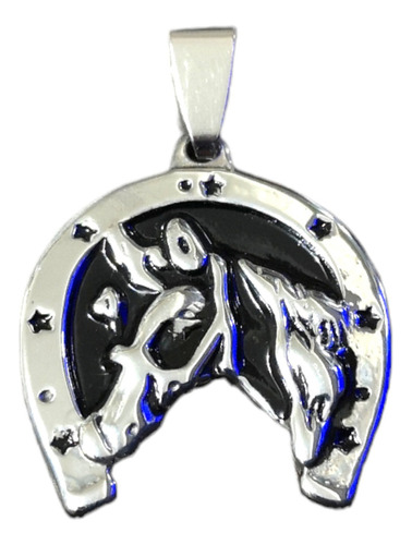 Dije Caballo Equino Herradura C/cadena Todo Acero Quirúrgico Color Plateado