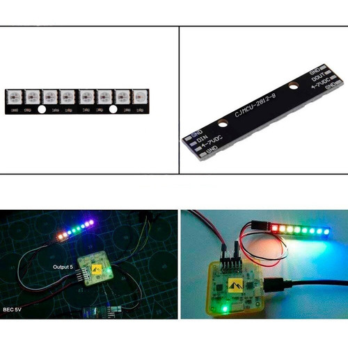 Tecneu 20 Piezas de Tira 8 Led Rgb 5050 4-6.5v Dc Ws2812
