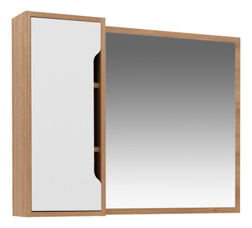 Espelheira Banheiro Flex 80cm 1 Porta Multimóveis Cr10116 Cor Amêndoa/Branco