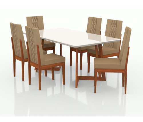 Conjunto Sala De Jantar 6 Lugares Madeira Eucalipto Safira