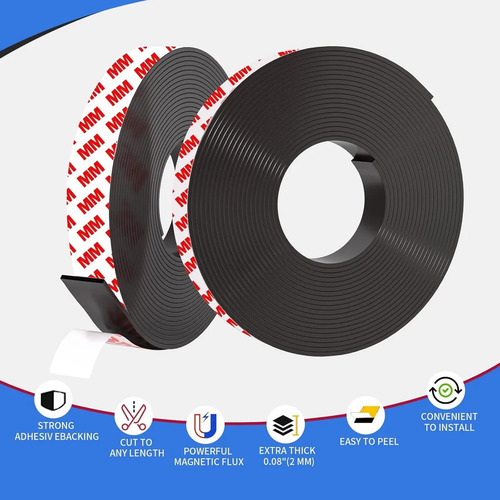 Cinta Magnética Adhesiva De 10 Metros, Rollo Ancho, 1,5 Cm