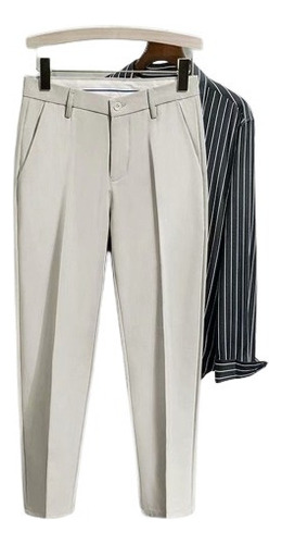 Pantalones De Seda Ice Para Hombre, Slim Fit Straight Leg