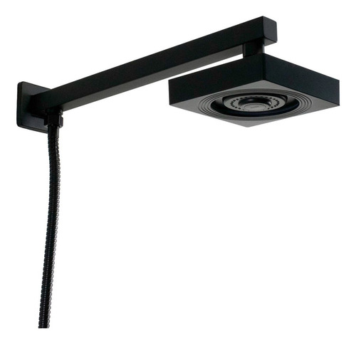 Ducha Autolimpante Preto Abs Com Ducha Manual 3 Jatos Abs Acabamento Fosco