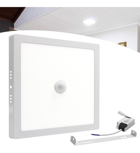 Painel Plafon Led Com Sensor 18w Sobrepor Quadrado Luz Frio Cor Branco frio 110V/220V