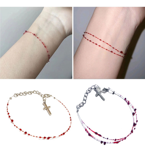 (a) Pulsera Con Forma De Gota De Sangre Roja Con Personalida