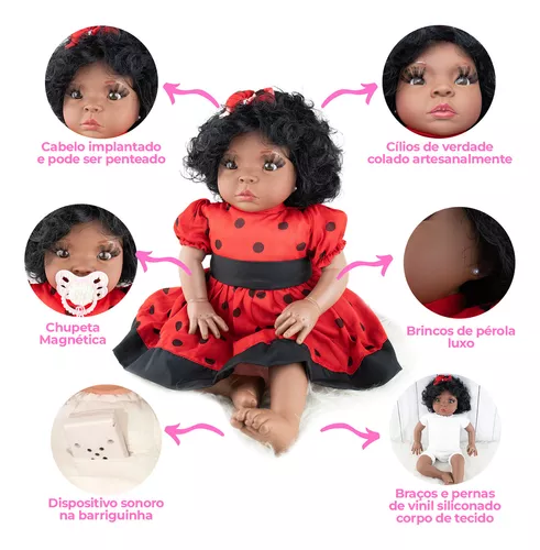 Boneca Bebe Reborn Barato Barata Negra Super Promoção Lyra