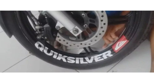 4 Adesivo Quiklsilver Roda Moto Titan Fan Hornet Xj6 Mt-03 Cor Branco