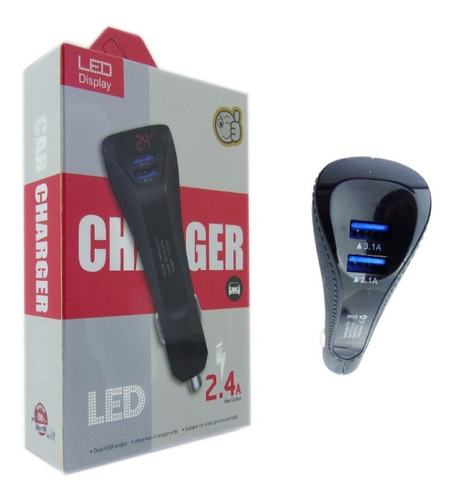 Cargador 2 Usb/ Carga Rápida De 3.1 Amper, Pantalla Lcd/12 V