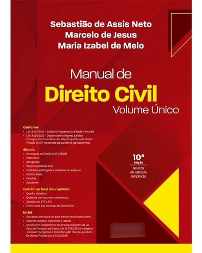 Manual De Direito Civil - Volume Unico - 10edição 21 Capa Comum