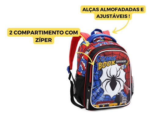 Mochila Costas Creche Spider Teia De Aranha Pré Escola
