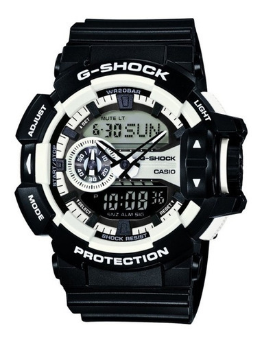 Relógio masculino Gshock Casio | GA-400-1a | Cor da pulseira: preto, cor de fundo: branco