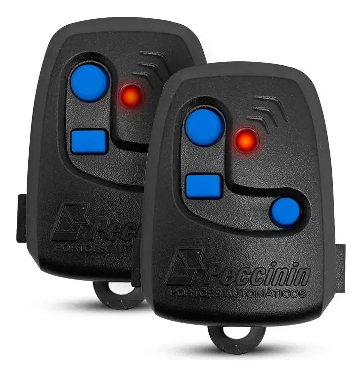 Kit 2 Controles Remotos Peccinin Preto 3 Botões Rolling Code 433MHz