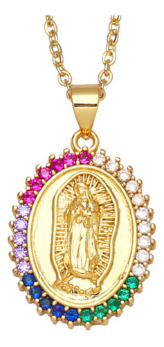 Collar Colgante Virgen De Guadalupe Chapado En Oro Católico