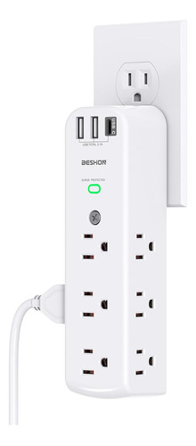 Enchufe Inteligente Marca Beshon 9 Tomas/2 Usb/blanco