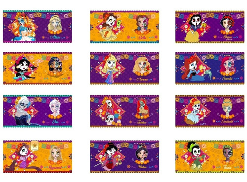 Pack Plantillas Para Tazas Princesas Disney Día De Muertos