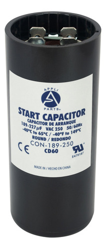 Appli Parts Condensador Capacitor Arranque 189-227 Mfd
