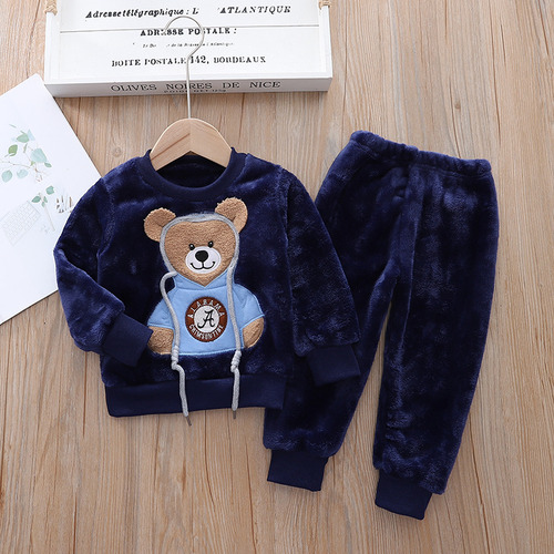 Pijama Polar Azul Niño Bebe Con Osito 0-5 Años