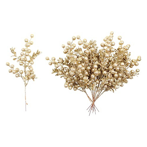 Champagne Gold Christmas Picks Decoraciones Floral Spra...