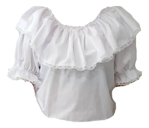 Blusa Paisana Con Mangas Y Volados Para Danza Folklorica