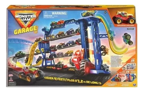 Playset Spin Master Monster Jam Garaje + Grave Digger Color