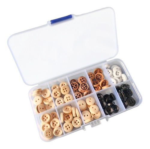 Imagen 5 de 7 de Set De 100 Botones De Madera Surtidos De 10mm - Incluye Caja