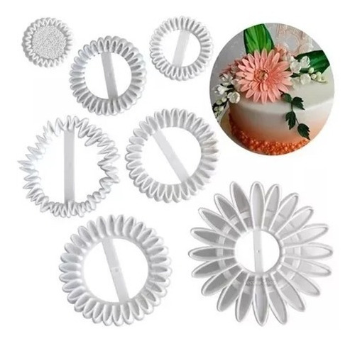 Juego Cortadores Flor Gerbera Girasol Fondant Decoracion 